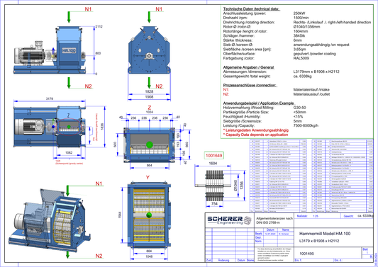 IP-007 Hammermühle HM.100 250 kW - vollständige Zeichnung 1001495