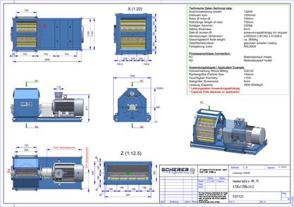 IP-008 Hammermühle HM.75 132 kW - vollständige Zeichnung 1001525