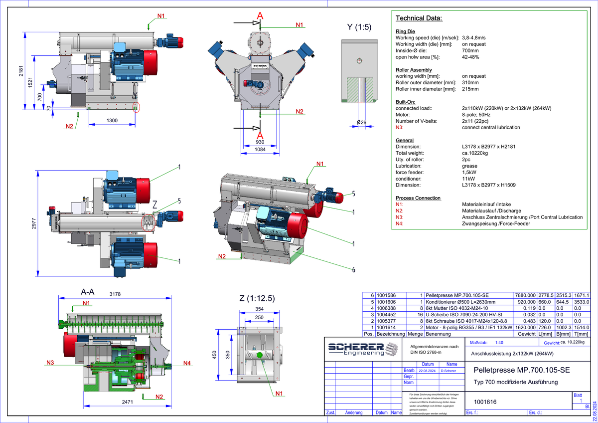 IP-010 Pelletpresse MP.700.105-SE - vollständige Zeichnung 1001616