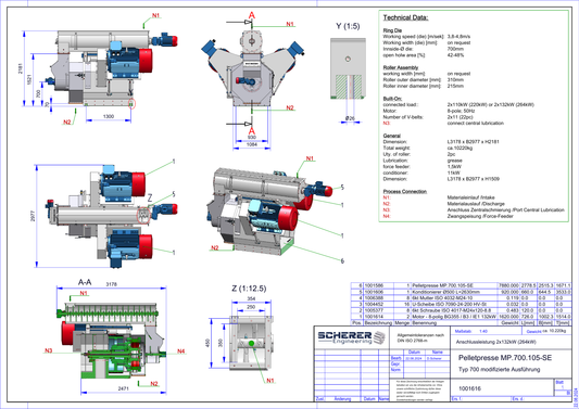 IP-010 Pelletpresse MP.700.105-SE - vollständige Zeichnung 1001616
