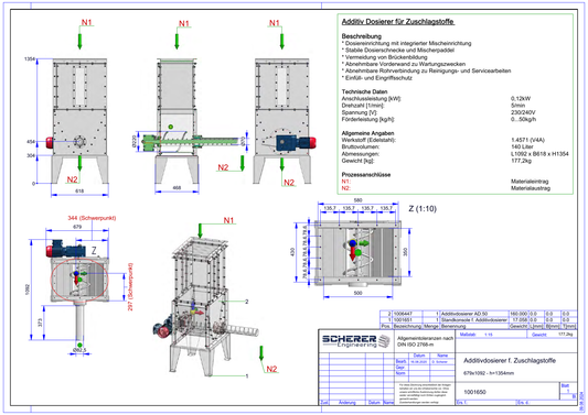 IP-012 Additivdosierer AD.50 - technische Übersichtszeichnung
