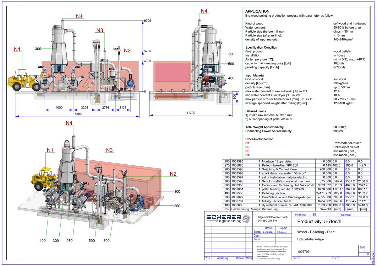 IP-020 Holzpelletieranlage 6–7 t/h - vollständige Zeichnung 1002709