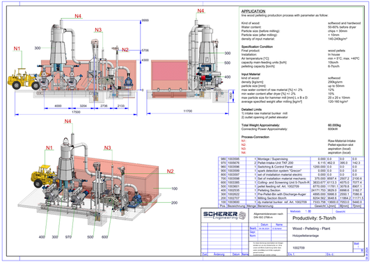 IP-020 Holzpelletieranlage 6–7 t/h - vollständige Zeichnung 1002709