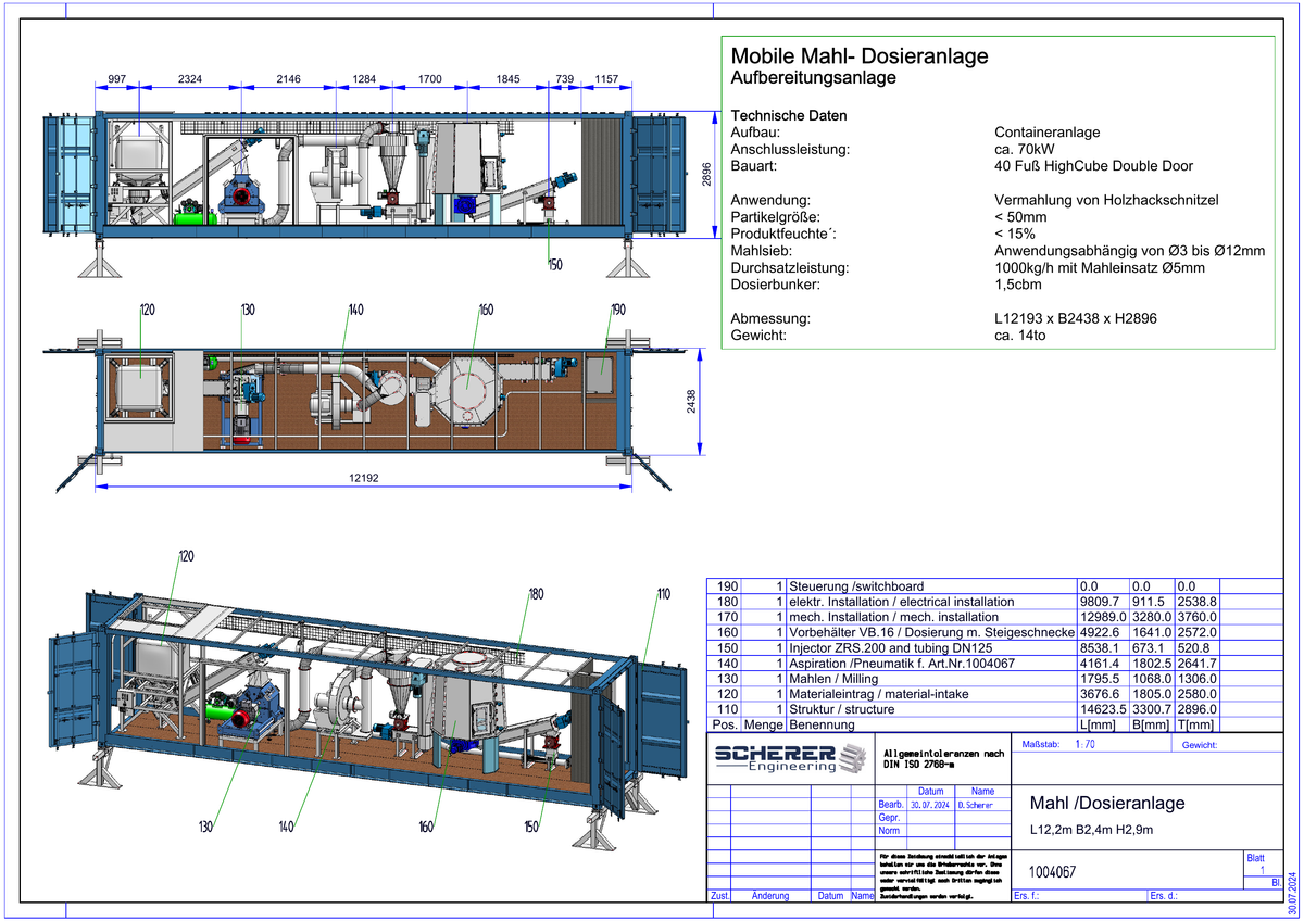 IP-025 Mobile Mahl- und Dosieranlage - vollständige Zeichnung 1004067