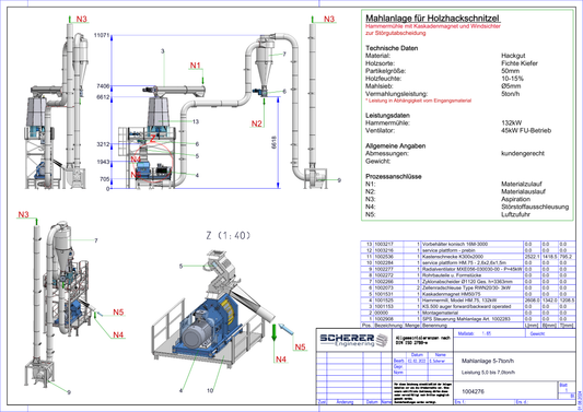 IP-029 Mahlanlage 5–7 t/h für Holzhackschnitzel - vollständige Zeichnung 1004276