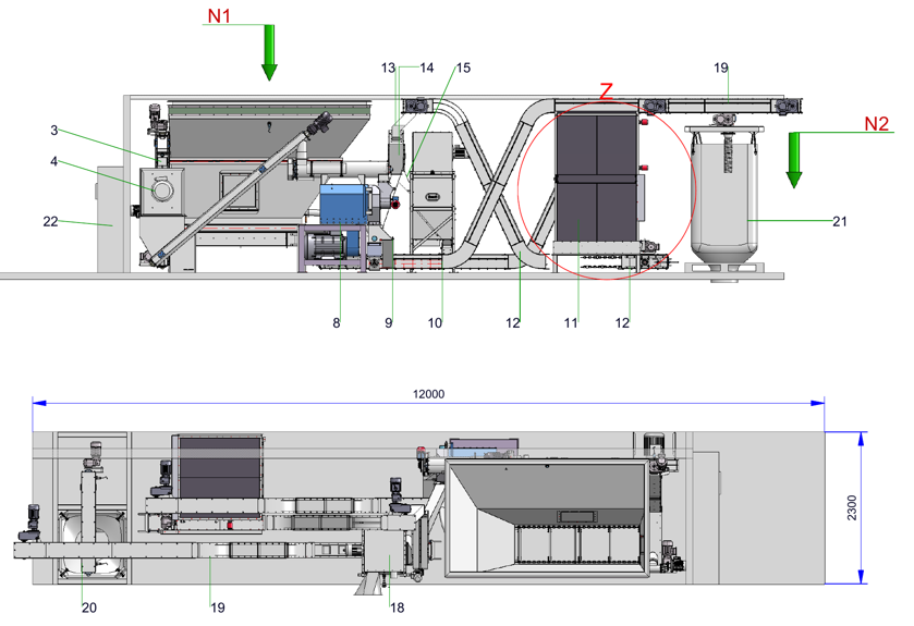 IP-037 Container-Pelletieranlage für Hühnertrockenkot - Prozesslayout