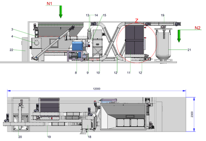 IP-037 Container-Pelletieranlage für Hühnertrockenkot - Prozesslayout