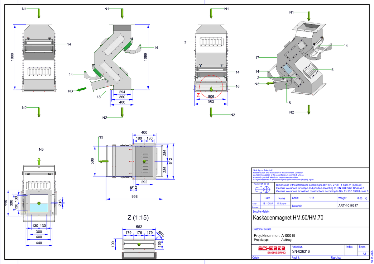 IP-038 Kaskadenmagnet HM.50/HM.70 - vollständige Maßblatt-Zeichnung SN-026316