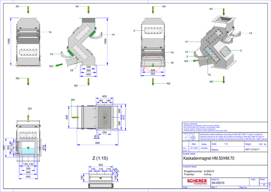 IP-038 Kaskadenmagnet HM.50/HM.70 - vollständige Maßblatt-Zeichnung SN-026316