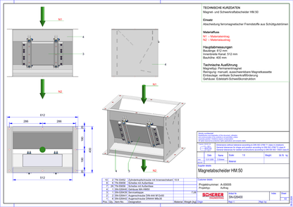 IP-039 Magnet- und Schwerkraftabscheider HM.50 - vollständige Zeichnung SN-026400