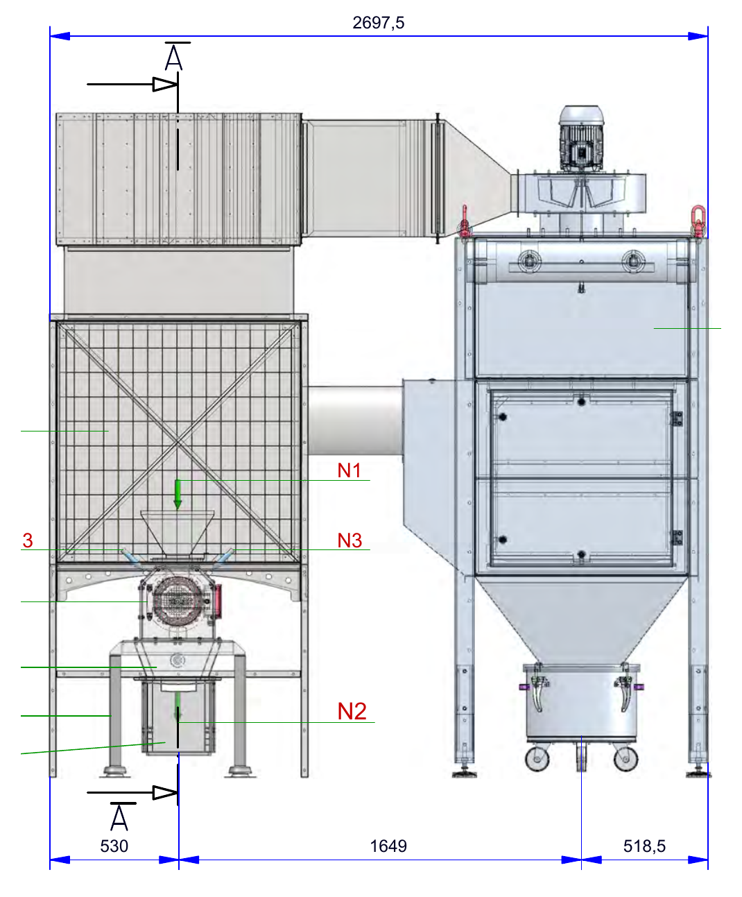 IP-042 Corn-Milling-System mit Hammermühle HM.02 - Anlagenansicht