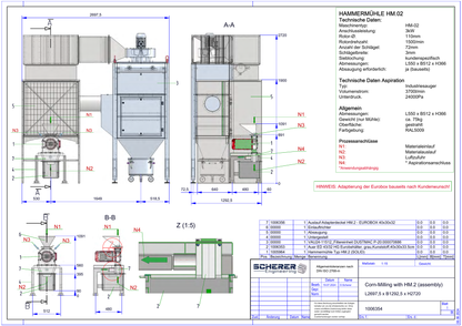IP-042 Corn-Milling-System mit Hammermühle HM.02 - vollständige Zeichnung 1006354